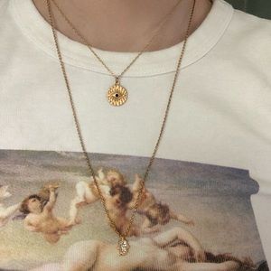 LA hearts gold layer necklace